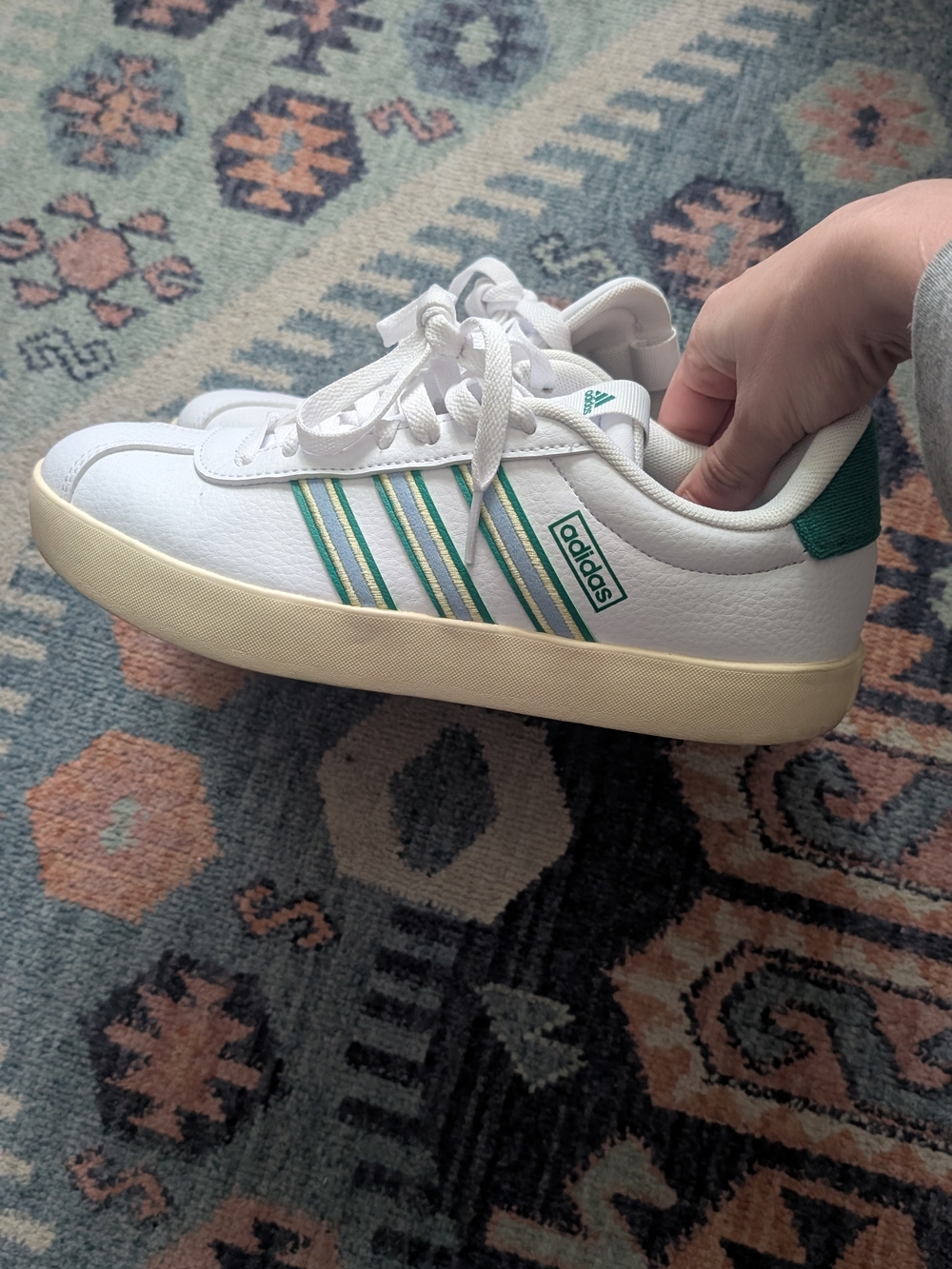 Adidas White & Green Sneakers - Classic Logo